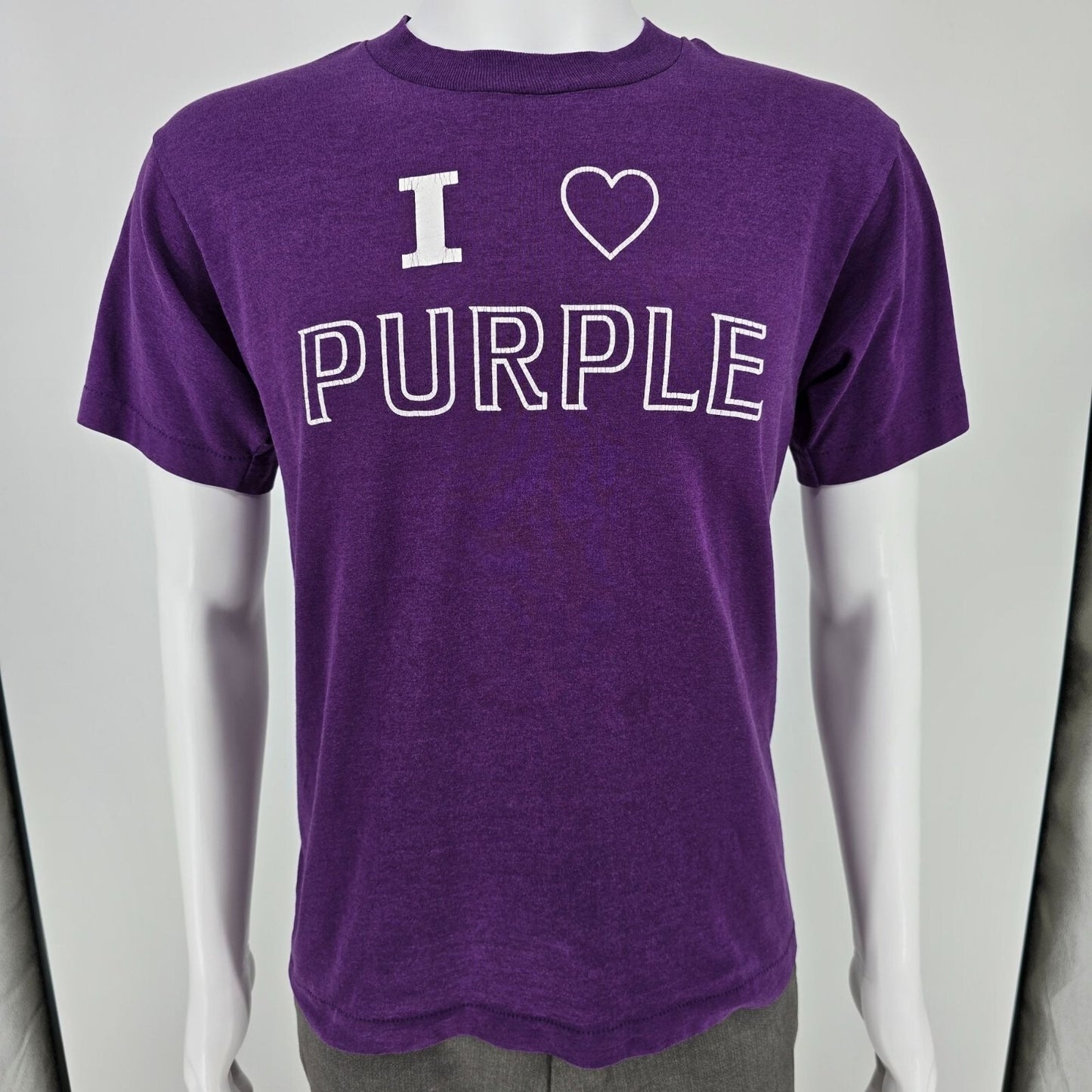 Vintage 1990s Fruit of the Loom Best "I 'Love' Purple" Single-Stitch T-Shirt (M)