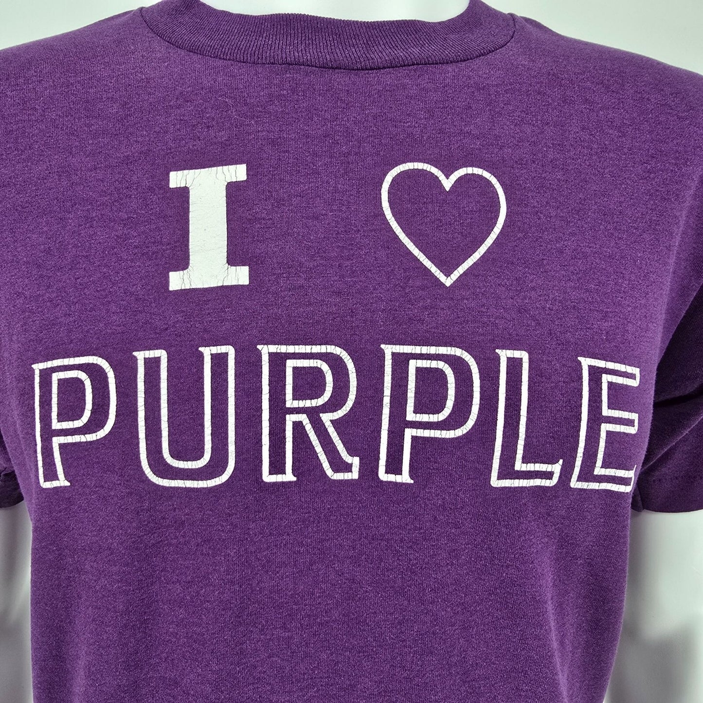 Vintage 1990s Fruit of the Loom Best "I 'Love' Purple" Single-Stitch T-Shirt (M)