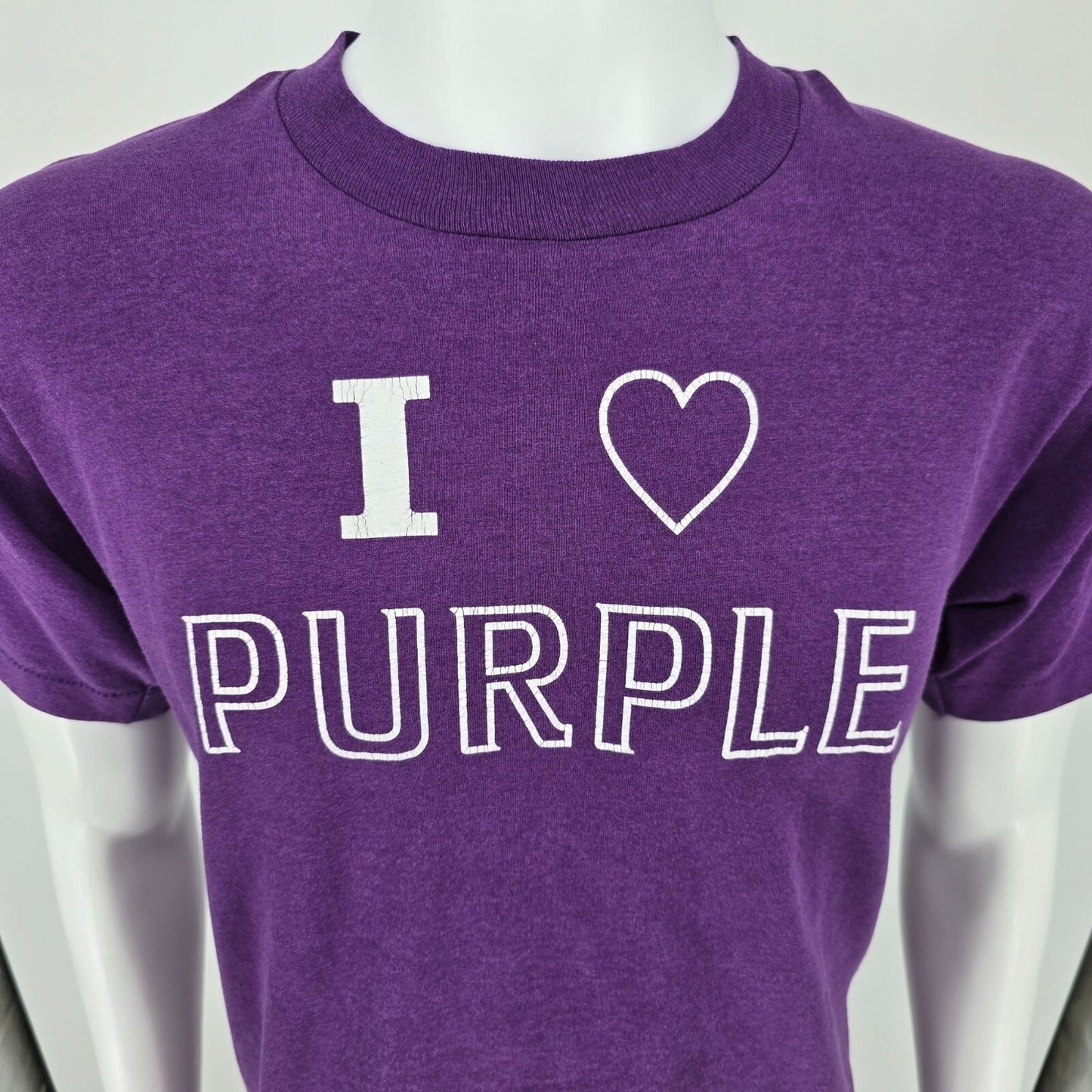 Vintage 1990s Fruit of the Loom Best "I 'Love' Purple" Single-Stitch T-Shirt (M)