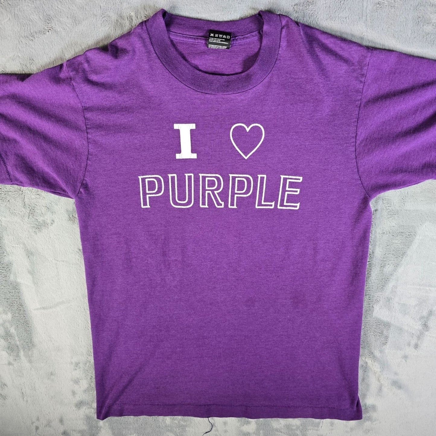 Vintage 1990s Fruit of the Loom Best "I 'Love' Purple" Single-Stitch T-Shirt (M)