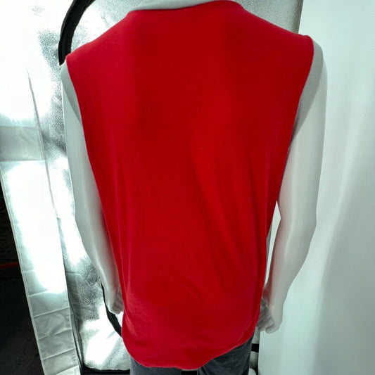 Vintage Red 1980s "Track & Court" Sleeveless Shirt (Large)