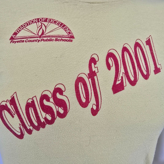Vintage Fayette County Public Schools Class of 2001 Yellow T-Shirt (Youth Large)