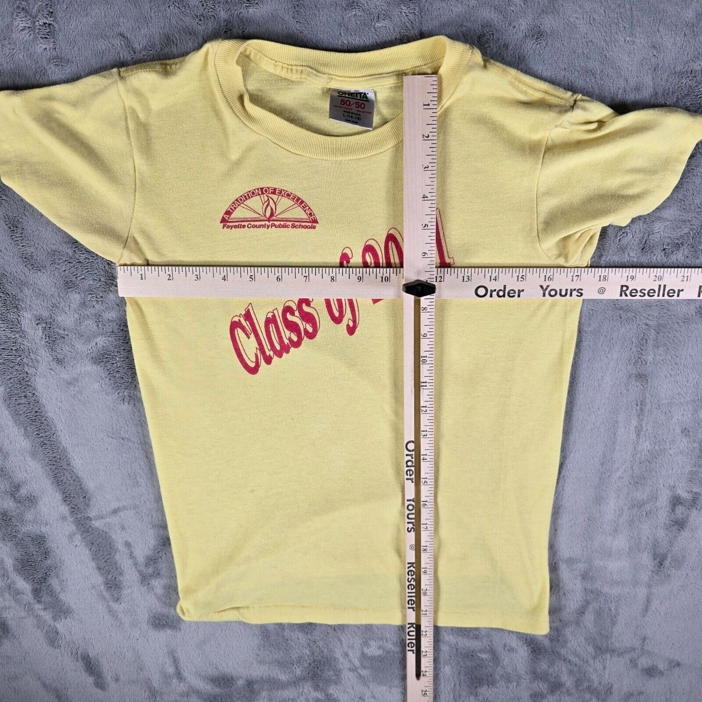 Vintage Fayette County Public Schools Class of 2001 Yellow T-Shirt (Youth Large)