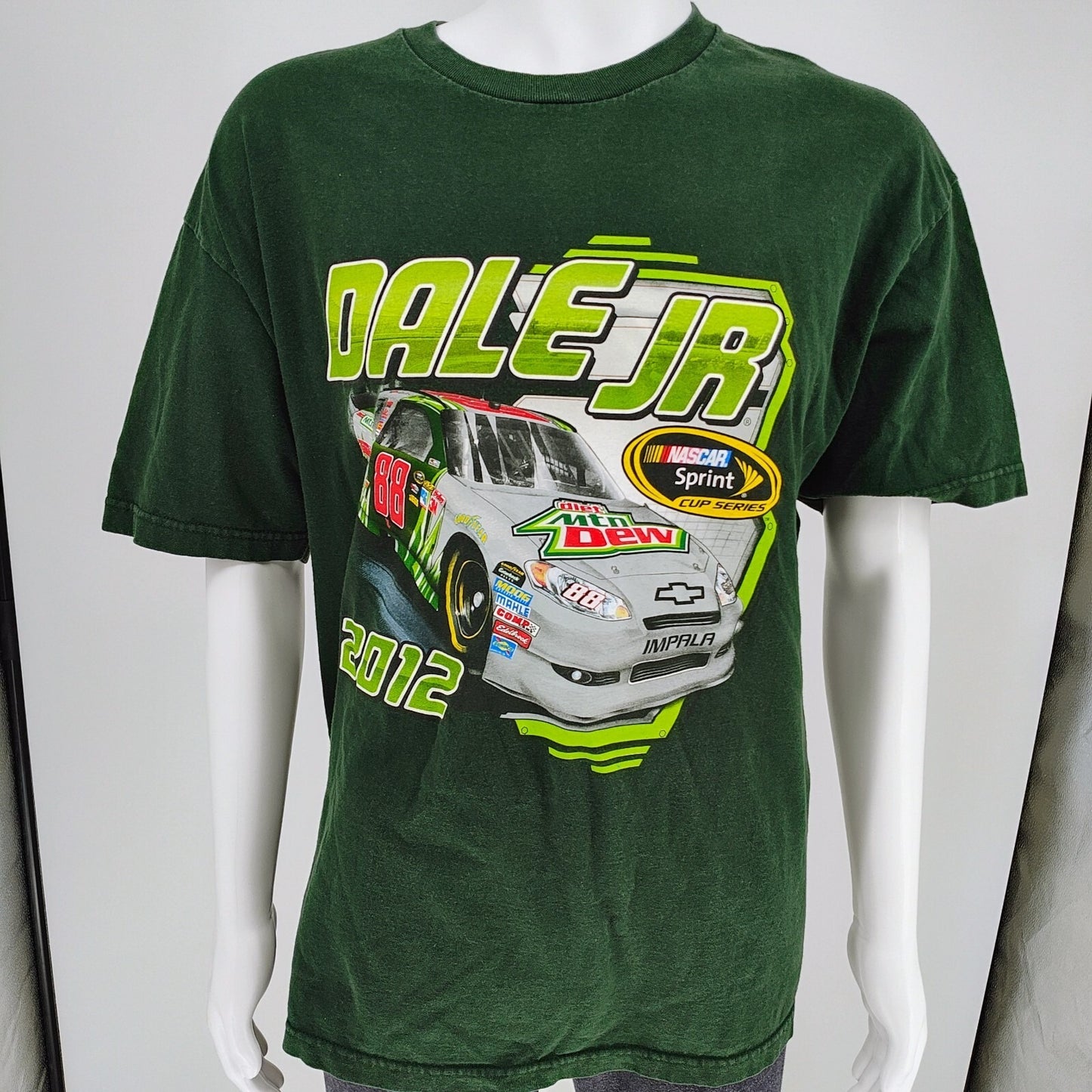 Dale JR Nascar Sprint Cup Series 2012 Diet Mountain Dew Green T-shirt (XL)