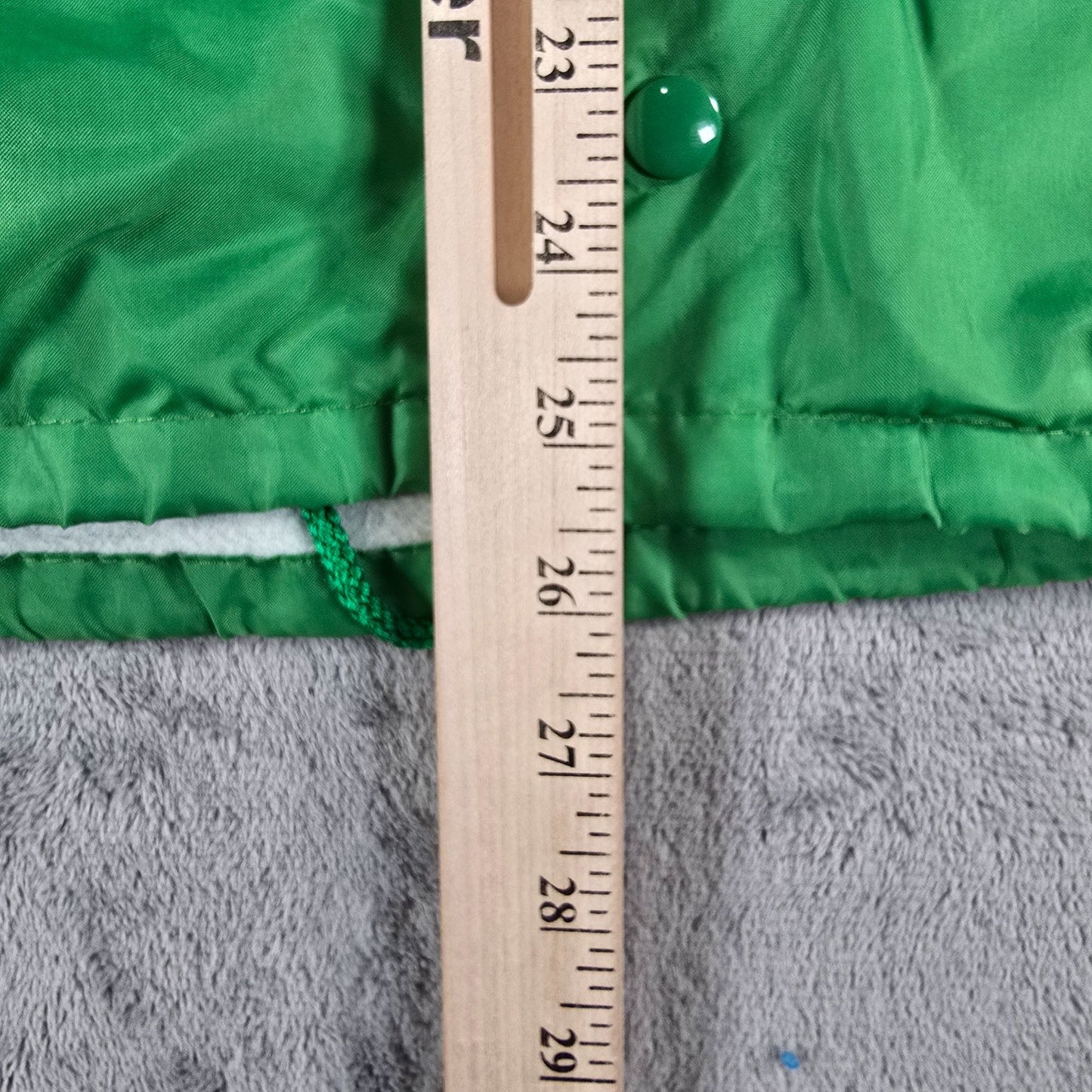 Vintage 1990s Merry Maids Green Nylon Satin Snap Front Coach Jacket (L)