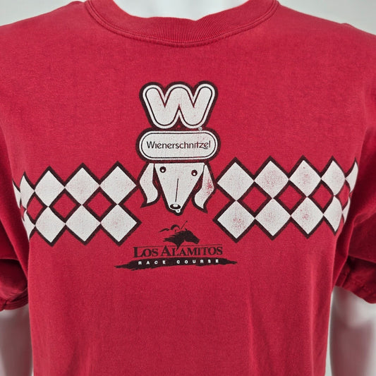 Vintage Y2K Wienerschnitzel Los Alamitos Race Course #7 Horse Racing T-Shirt (L)