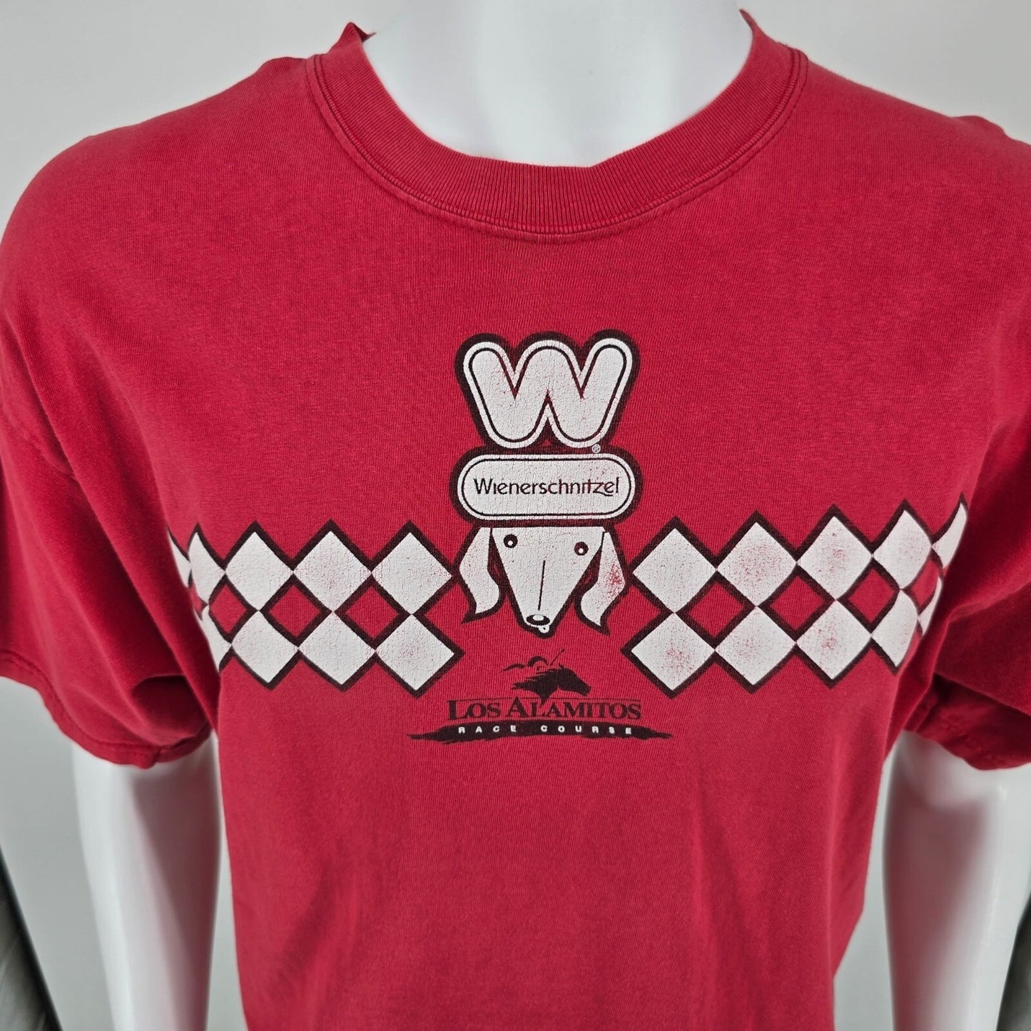 Vintage Y2K Wienerschnitzel Los Alamitos Race Course #7 Horse Racing T-Shirt (L)