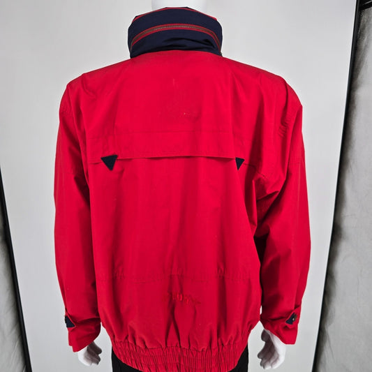 Vintage 1990s Fog by London Fog "Team Fog" Red Hooded Utility/Rain Jacket (XL)