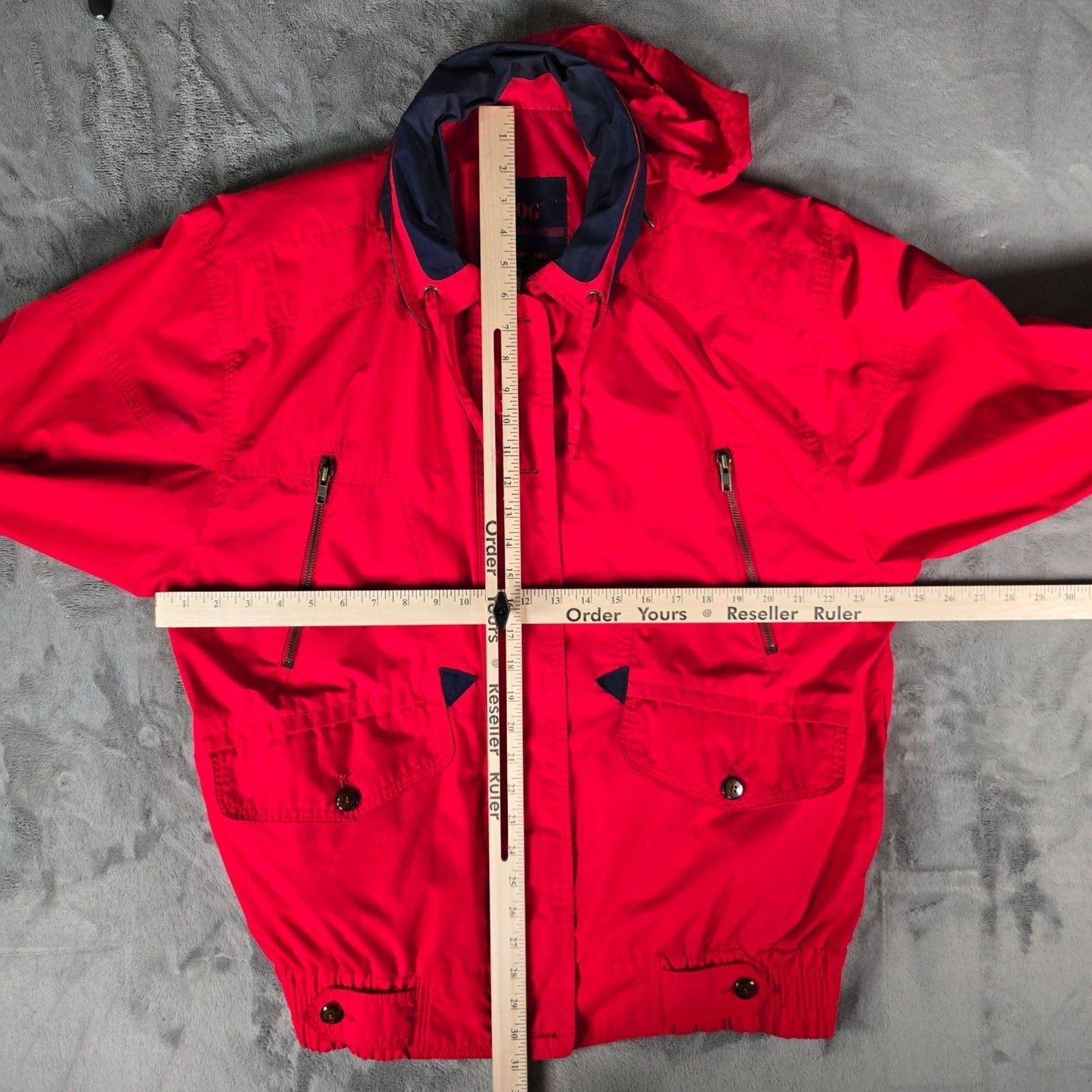 Vintage 1990s Fog by London Fog "Team Fog" Red Hooded Utility/Rain Jacket (XL)