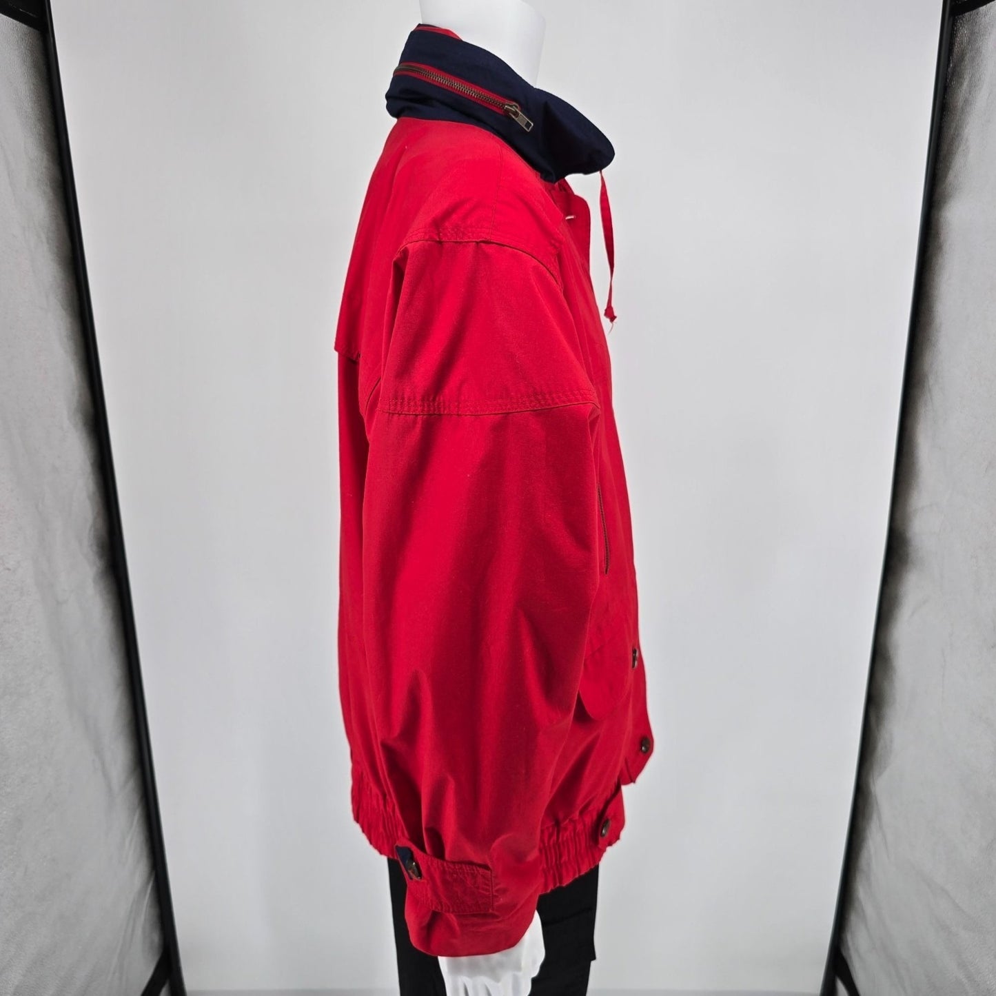Vintage 1990s Fog by London Fog "Team Fog" Red Hooded Utility/Rain Jacket (XL)