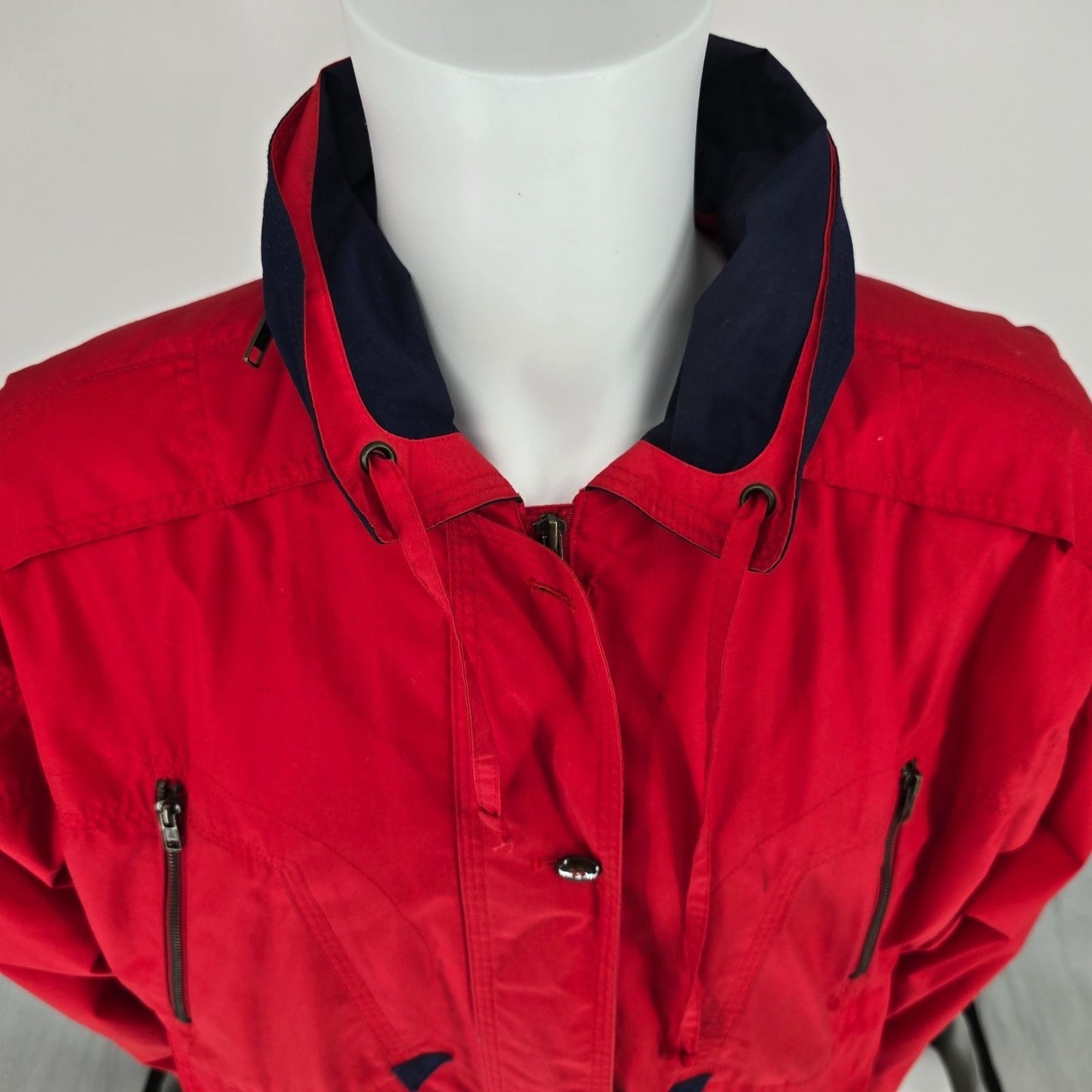 Vintage 1990s Fog by London Fog "Team Fog" Red Hooded Utility/Rain Jacket (XL)