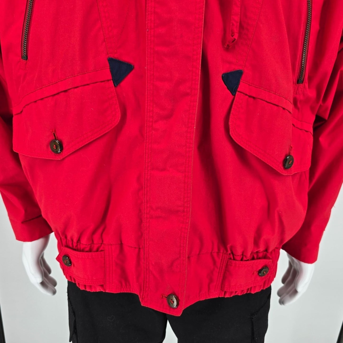 Vintage 1990s Fog by London Fog "Team Fog" Red Hooded Utility/Rain Jacket (XL)