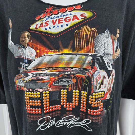 2000s Chase Authentics Dale Earnhardt & Elvis Las Vegas NASCAR T-Shirt (3XL/4XL)