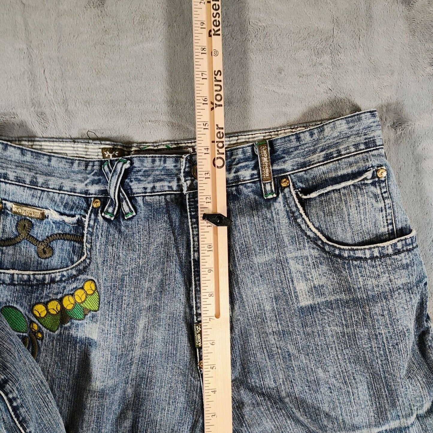Vintage Y2K LR Genes Lifted Research Group Mens Japanese Tea Garden Jeans -36x32
