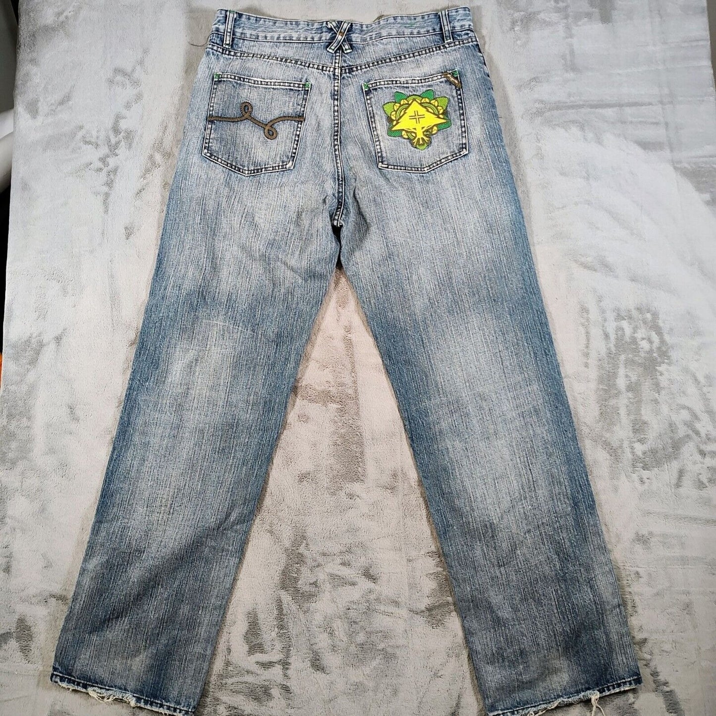 Vintage Y2K LR Genes Lifted Research Group Mens Japanese Tea Garden Jeans -36x32