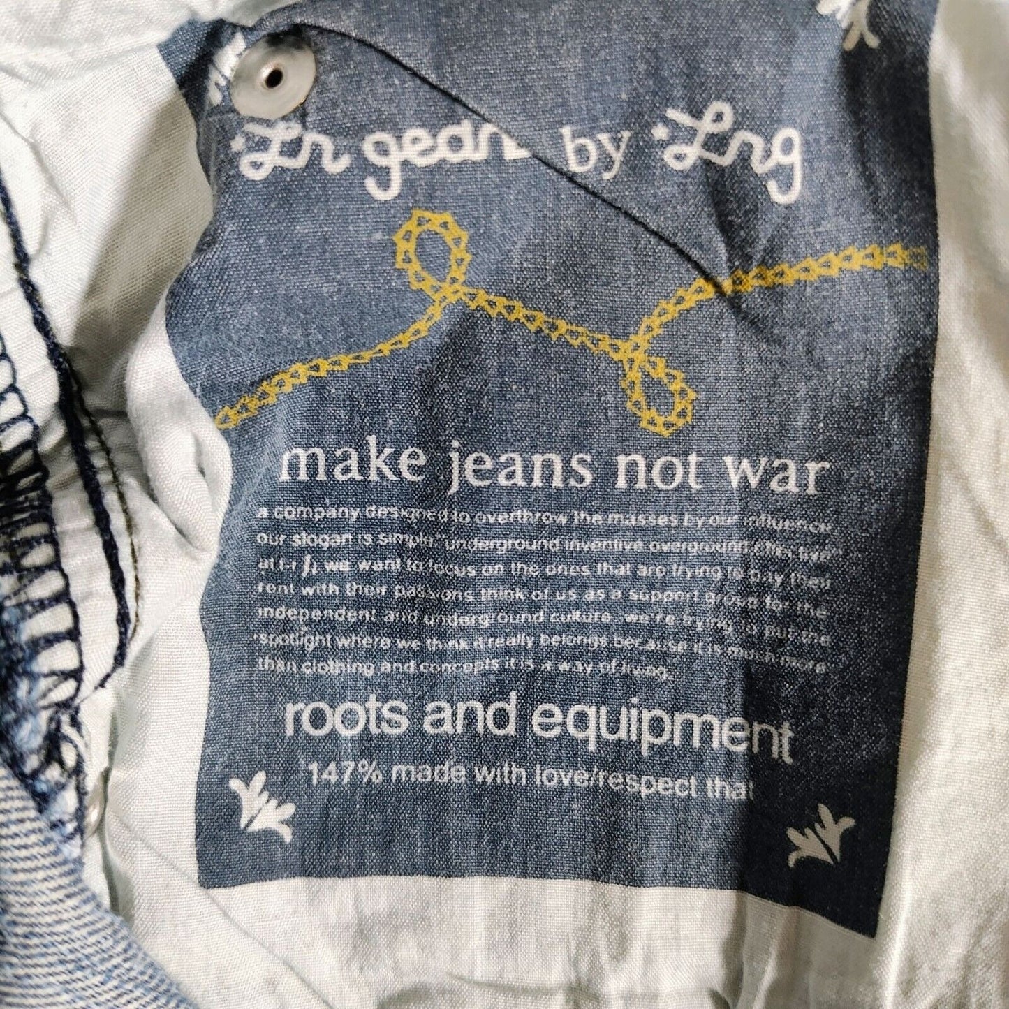 Vintage Y2K LR Genes Lifted Research Group Mens Japanese Tea Garden Jeans -36x32