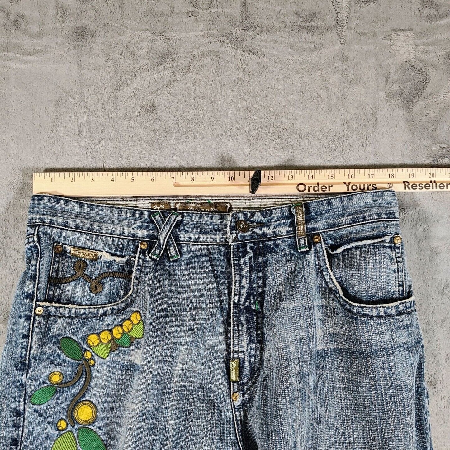 Vintage Y2K LR Genes Lifted Research Group Mens Japanese Tea Garden Jeans -36x32