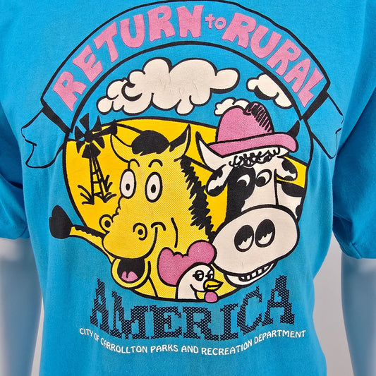 Vintage 1990s Return to Rural America Carrollton Texas Festival T-Shirt (L/XL)