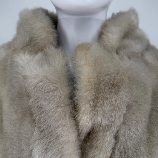Vintage 1970s Neiman-Marcus Marissa Ferrere Light Gray Plush Faux Fur Jacket (L)