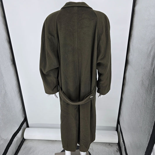 Vintage 1980s Casual Corner Oversized Wool Blend Olive Green Long Coat (Size 10)
