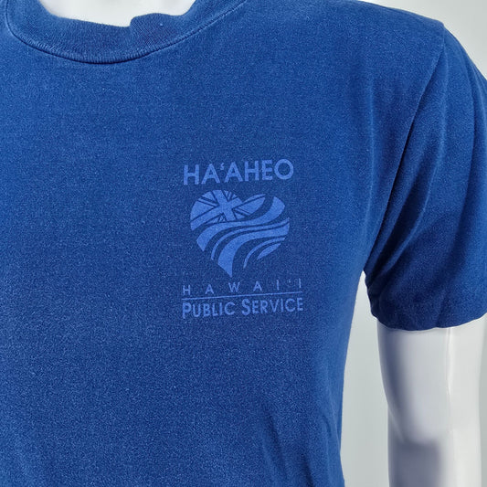 Vintage 1990s Blue Ha'aheo Hawaii Public Service Single Stitch T-Shirt (S/M)