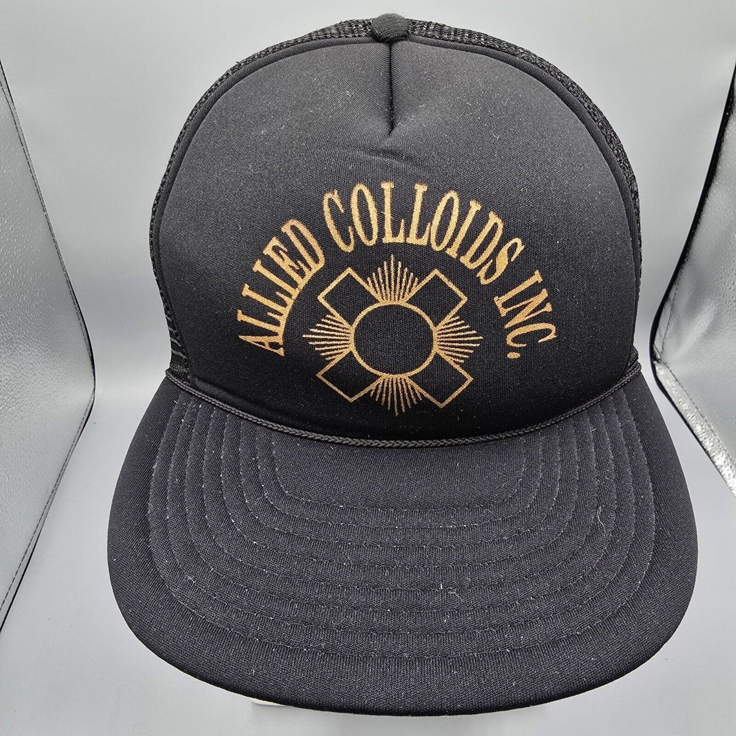 Vintage Allied Colloids Inc. Adjustable Mesh Back Black Snapback Trucker Hat