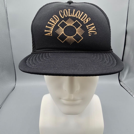 Vintage Allied Colloids Inc. Adjustable Mesh Back Black Snapback Trucker Hat