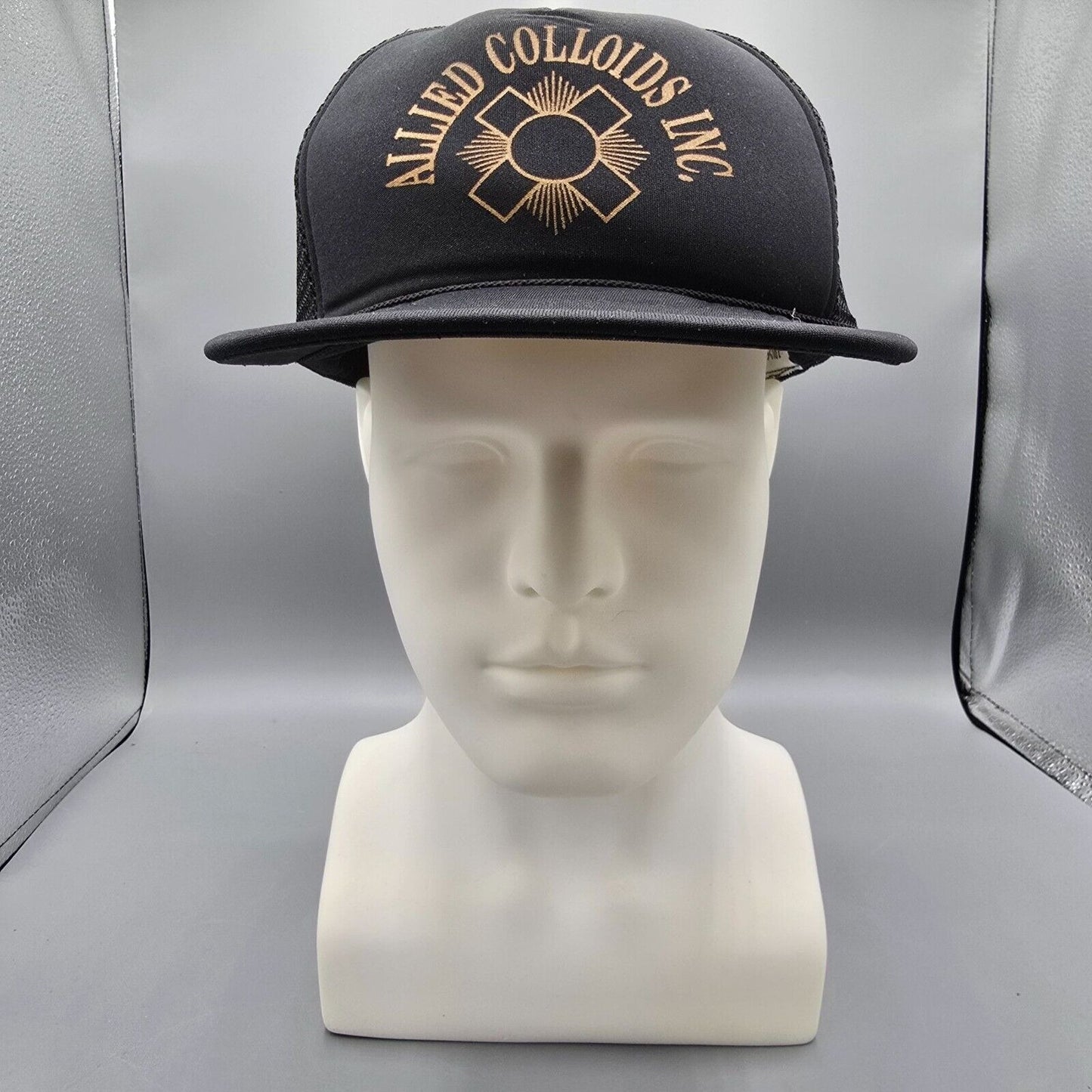 Vintage Allied Colloids Inc. Adjustable Mesh Back Black Snapback Trucker Hat