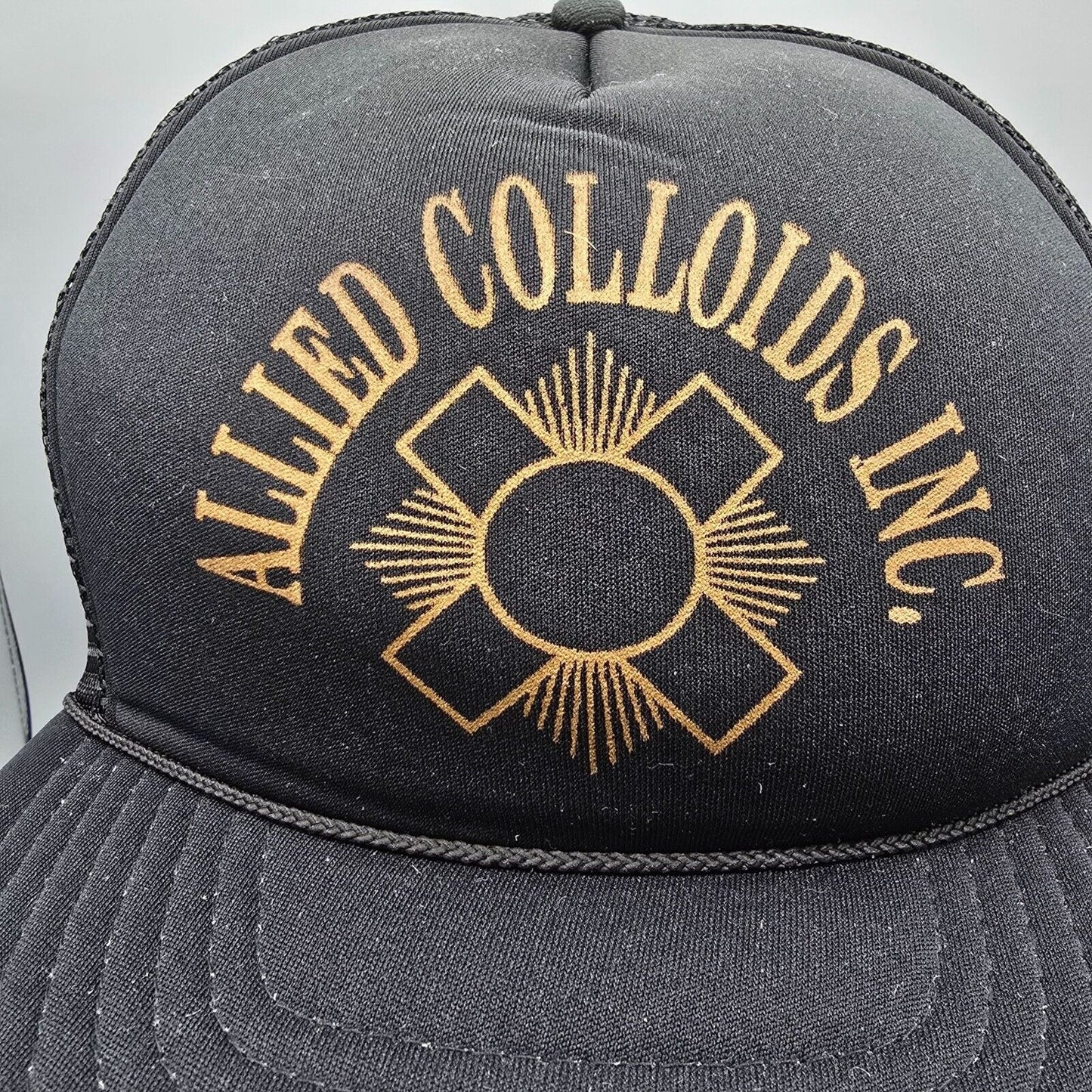 Vintage Allied Colloids Inc. Adjustable Mesh Back Black Snapback Trucker Hat