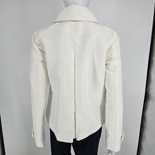 2000s Lauren Ralph Lauren White Polyester Nautical Anchor Button Jacket (S)
