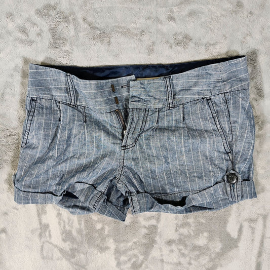 Fossil Women's Blue & White 3" Inseam Striped Cotton Shorts Shorts (Size 25)