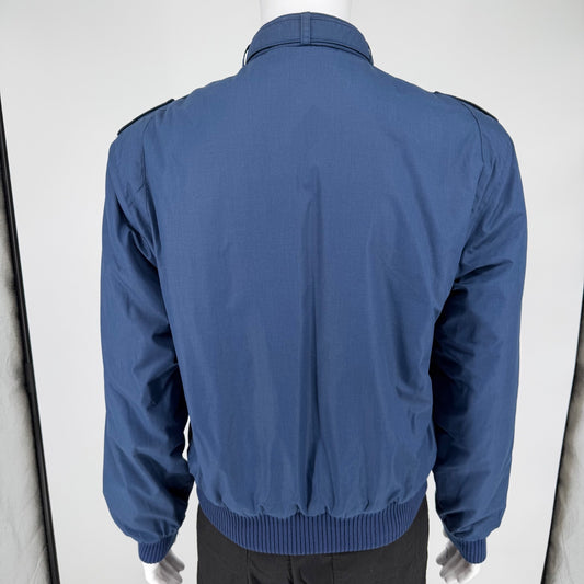 Vintage 1980s Members Only Blue Padded Bomber Jacket (Size 40/Medium)