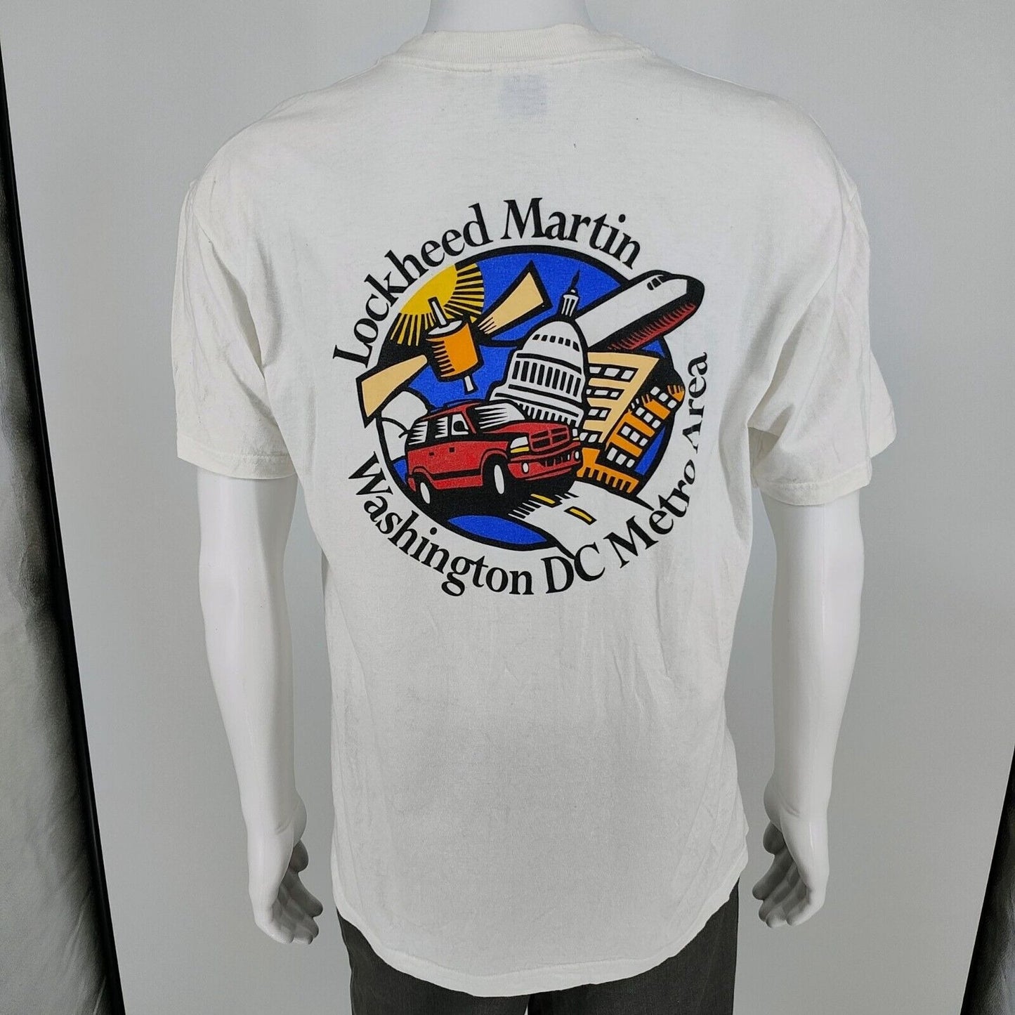 Vintage Lockheed Martin Washington DC Metro Area Hanes Beefy-T White T-Shirt (L)