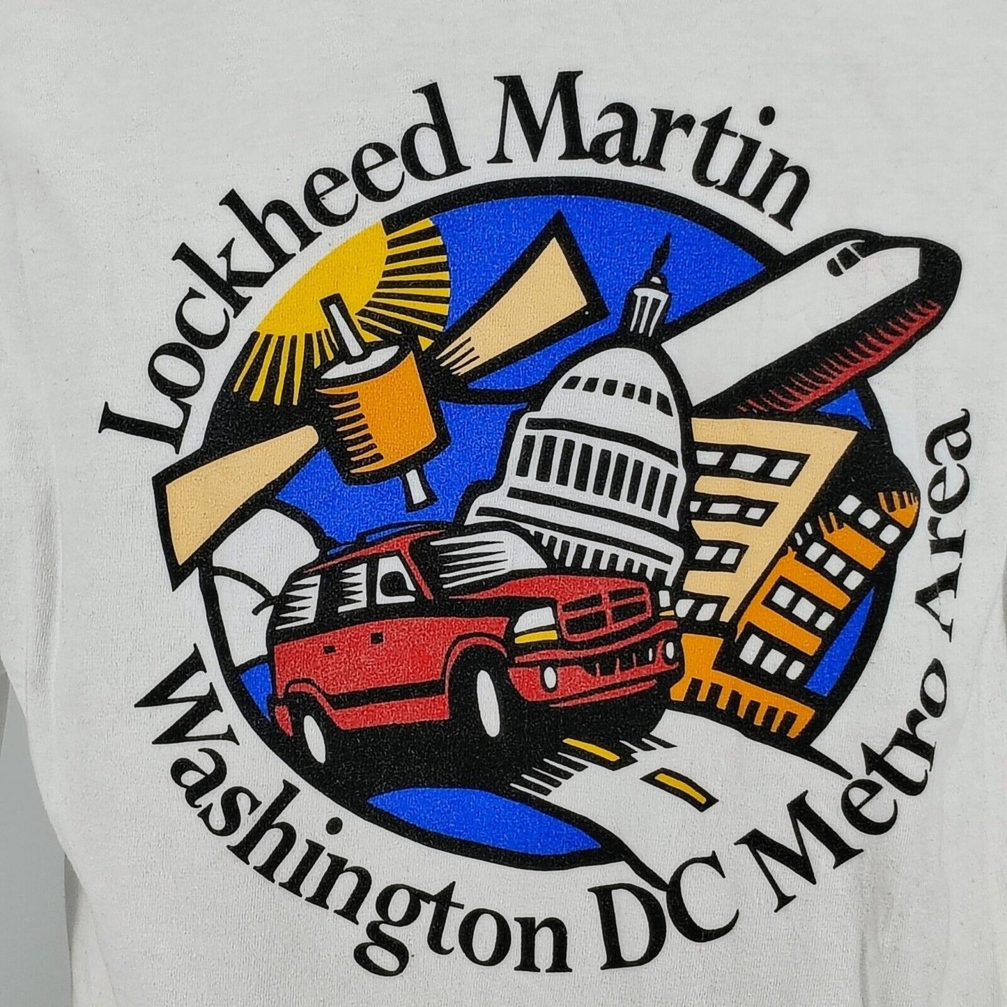 Vintage Lockheed Martin Washington DC Metro Area Hanes Beefy-T White T-Shirt (L)