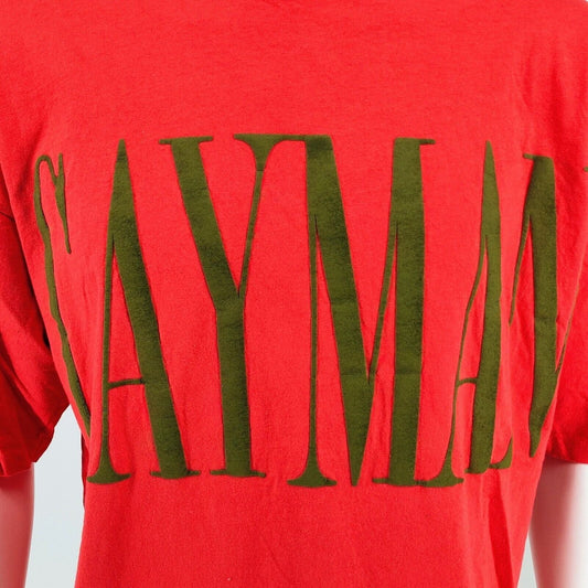 Vintage 1990s Spirit Activewear Cayman Islands Red Graphic T-Shirt (Women's XL)