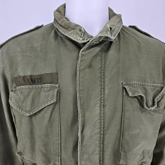 Vintage 1970s U.S. Army OG-107 Olive Green Cold Weather M-1965 Field Jacket (M)