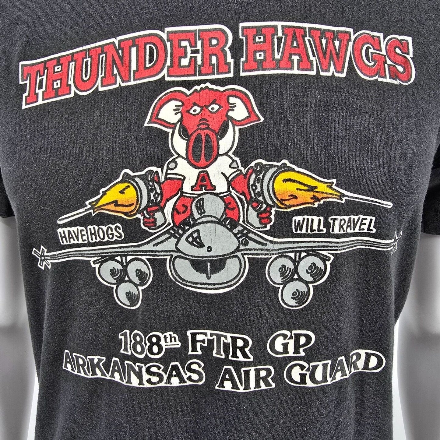 Vintage 1990s FOTL Thunder Hawgs 188th FTR GP Arkansas Air Guard T-Shirt (S)