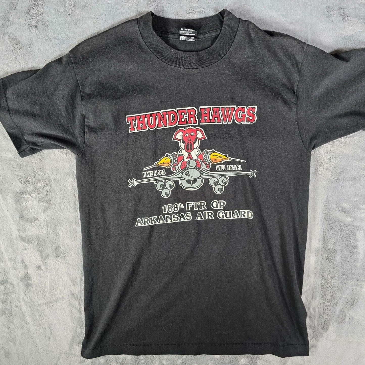 Vintage 1990s FOTL Thunder Hawgs 188th FTR GP Arkansas Air Guard T-Shirt (S)