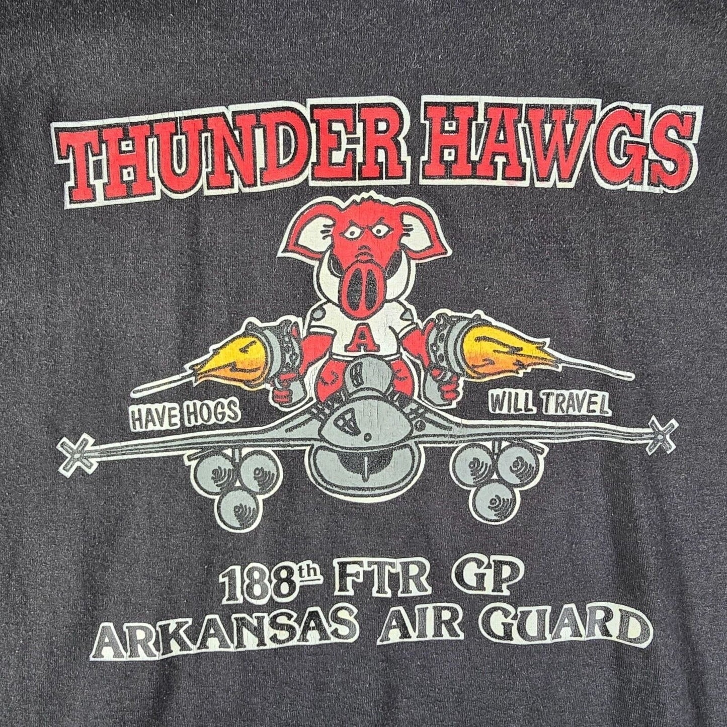Vintage 1990s FOTL Thunder Hawgs 188th FTR GP Arkansas Air Guard T-Shirt (S)