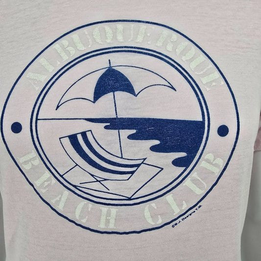 Vintage 1980s B.J. Designs "Albuquerque Beach Club" Thin & Soft Pink T-Shirt (M)