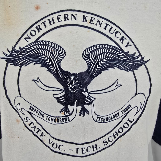 Vintage 1980s Northern Kentucky State Voc.-Tech. School Raglan T-Shirt (S)