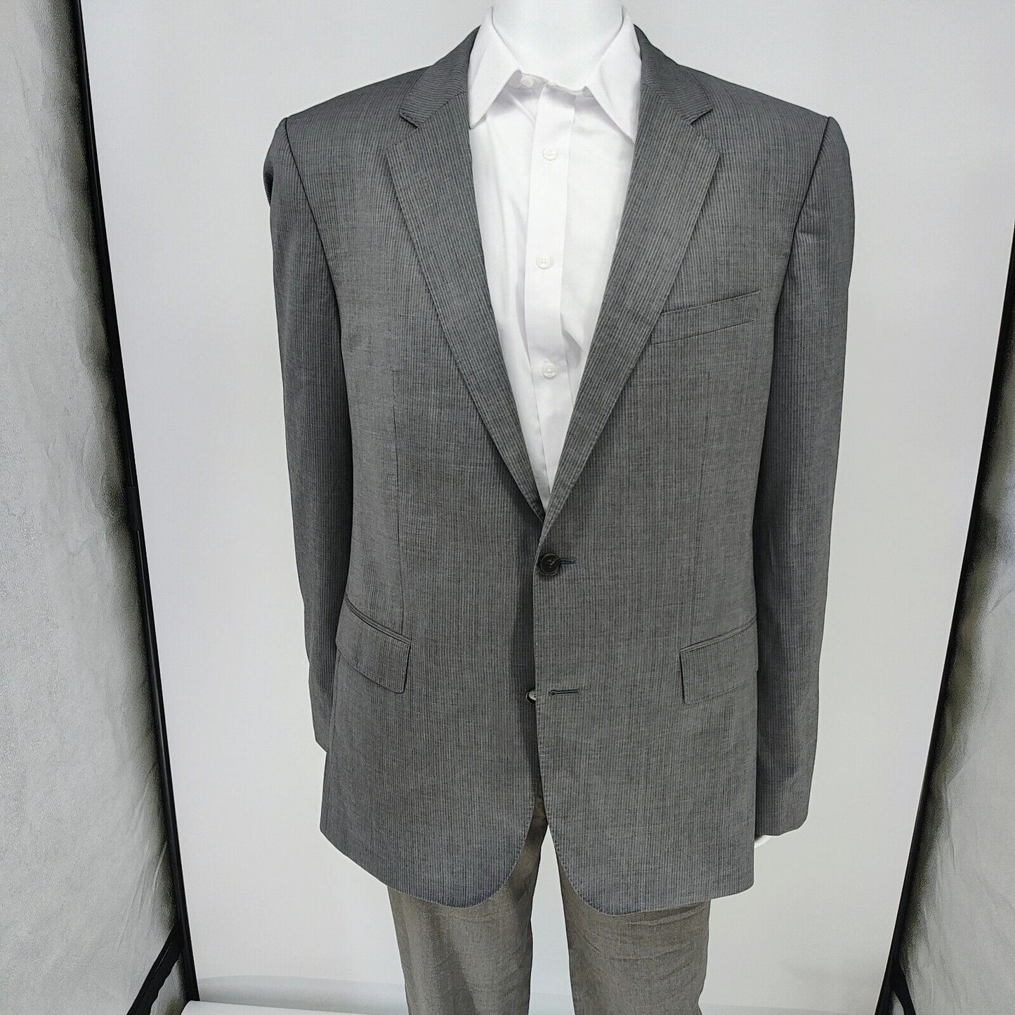 Boss Hugo Boss Gray Striped The James3/Sharp5 Suit Jacket (46L) *FLAW*