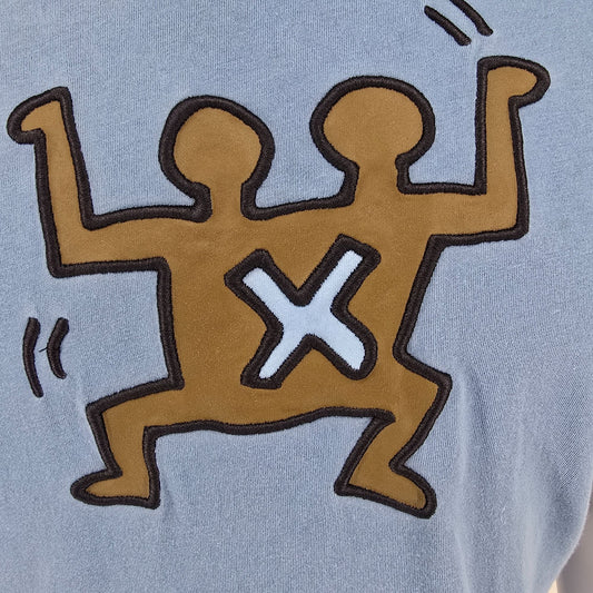 2010s Coach X Keith Haring F67674 Blue Siamese Twins Art T-Shirt (L) *Flaws