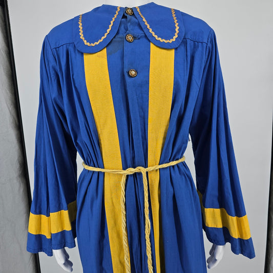 Vintage 1970s Handmade Blue/Gold Theatrical Costume/ Medieval Choir Robe (OSFM)