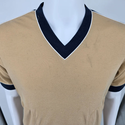 Vintage 1970s Kennington California V-Neck Retro Mod Knit Polo Shirt (M)