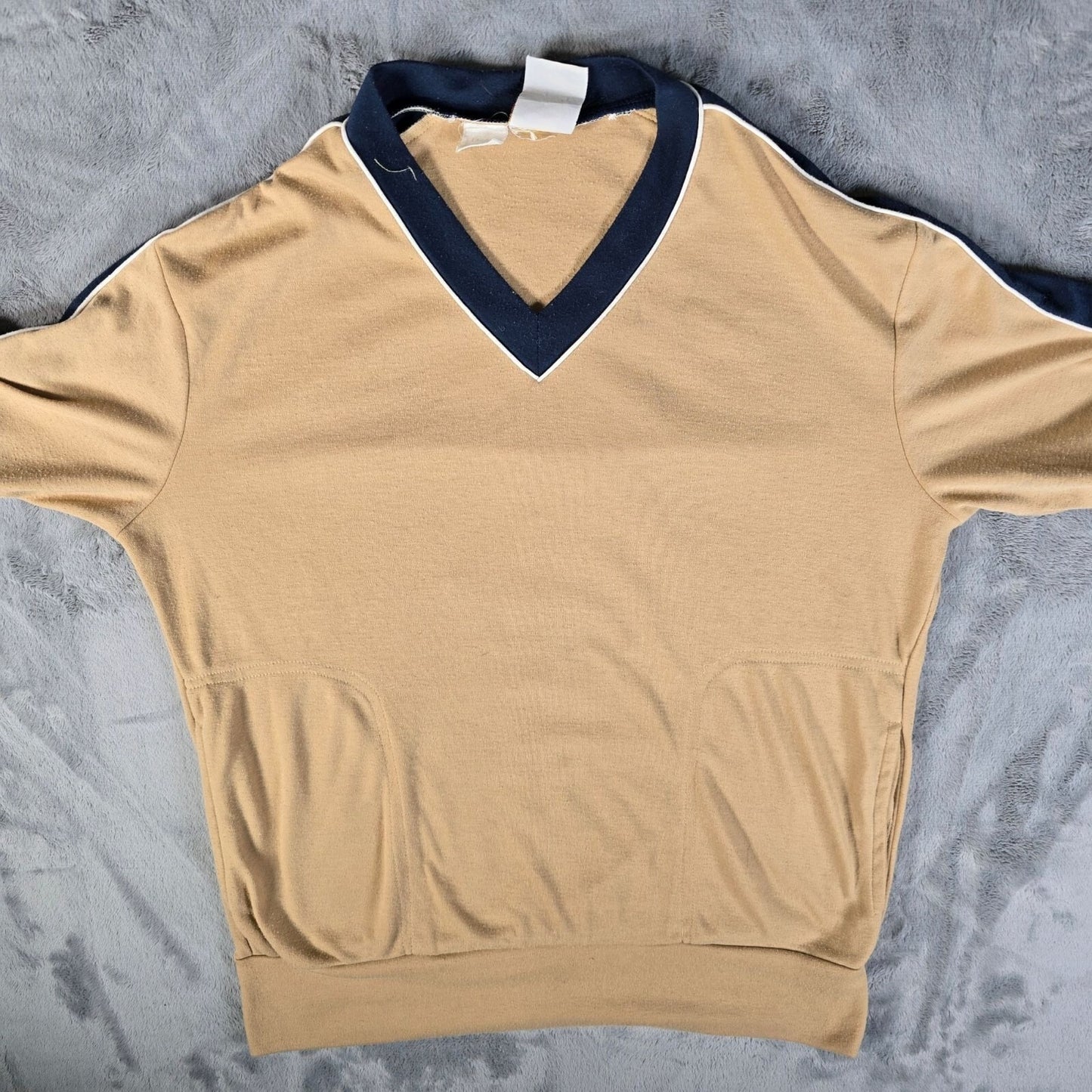 Vintage 1970s Kennington California V-Neck Retro Mod Knit Polo Shirt (M)