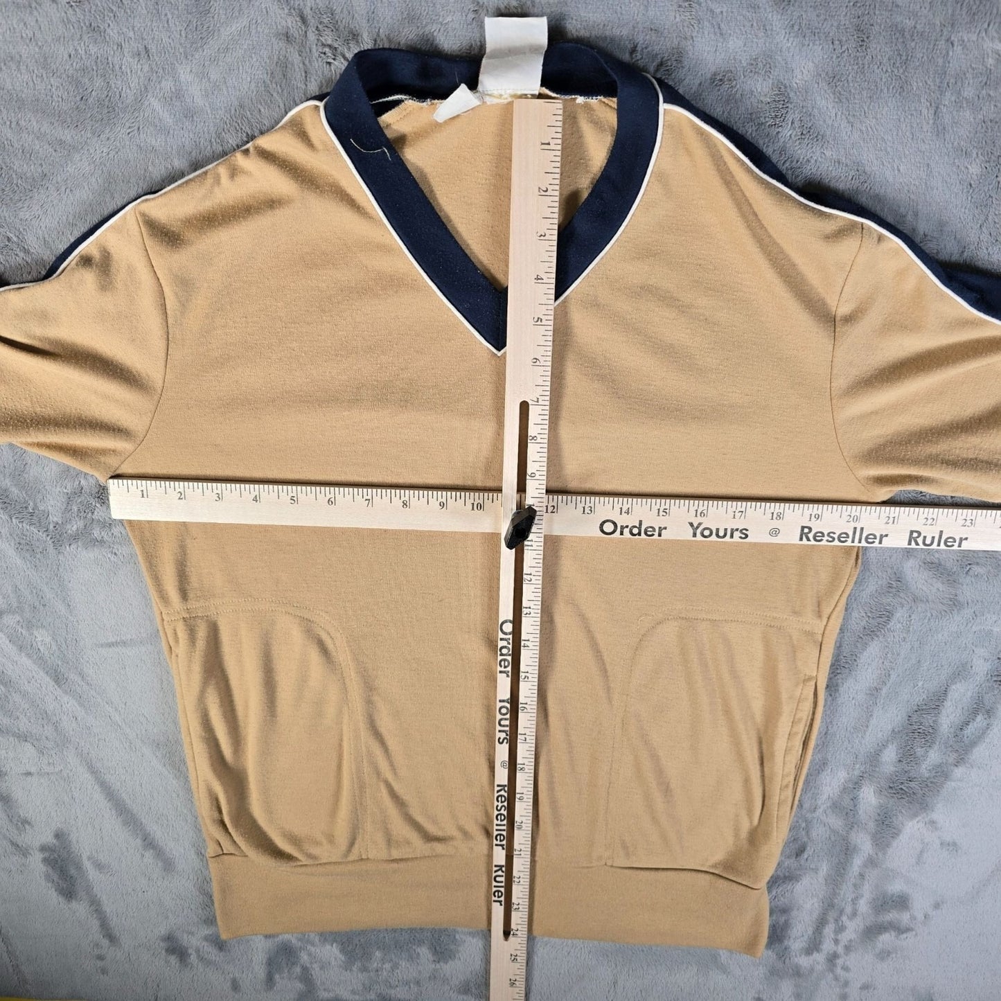 Vintage 1970s Kennington California V-Neck Retro Mod Knit Polo Shirt (M)