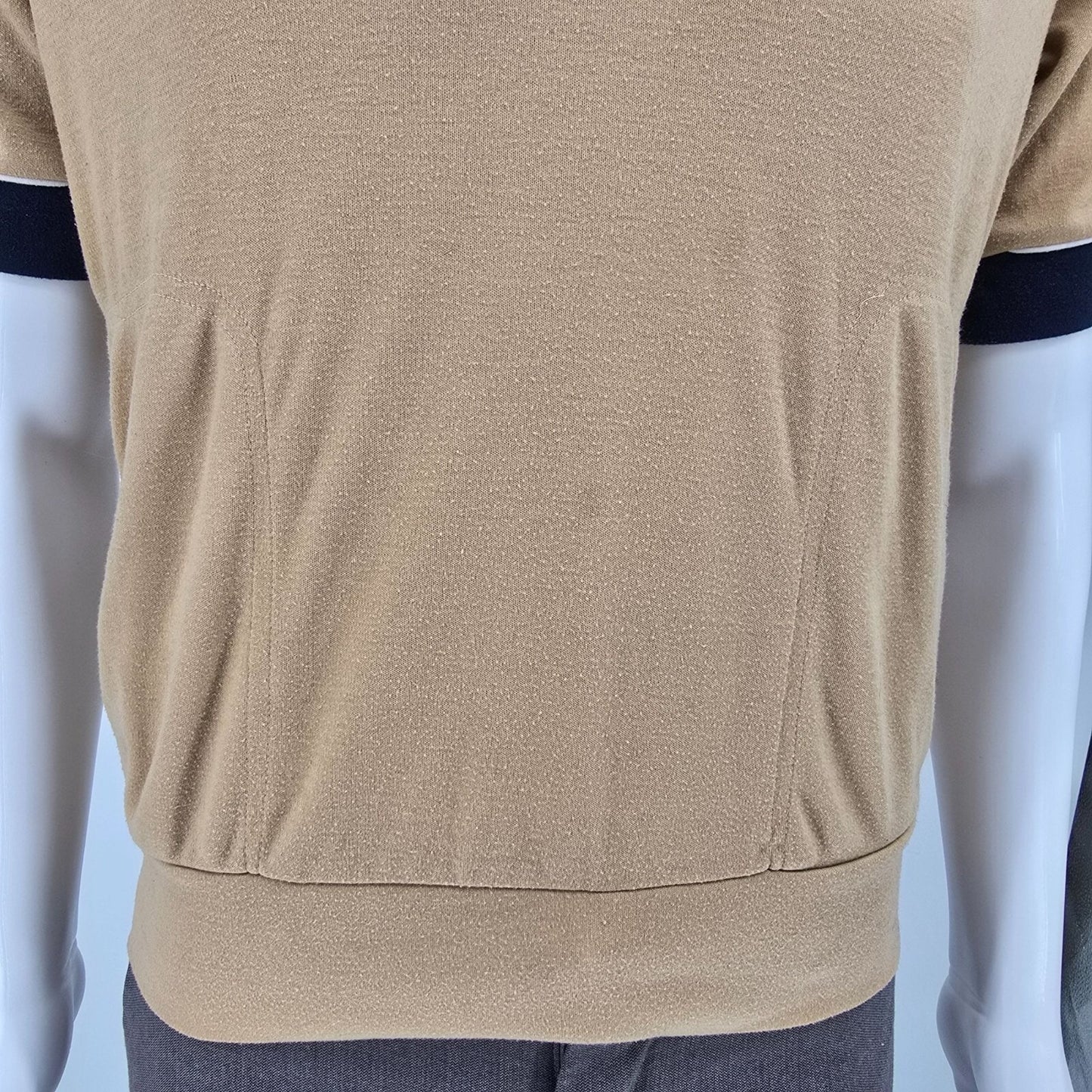 Vintage 1970s Kennington California V-Neck Retro Mod Knit Polo Shirt (M)