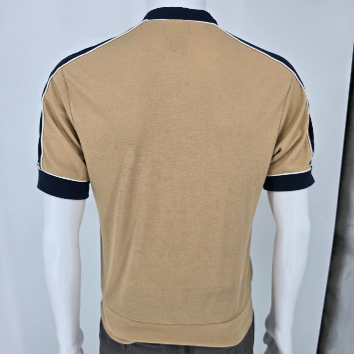 Vintage 1970s Kennington California V-Neck Retro Mod Knit Polo Shirt (M)