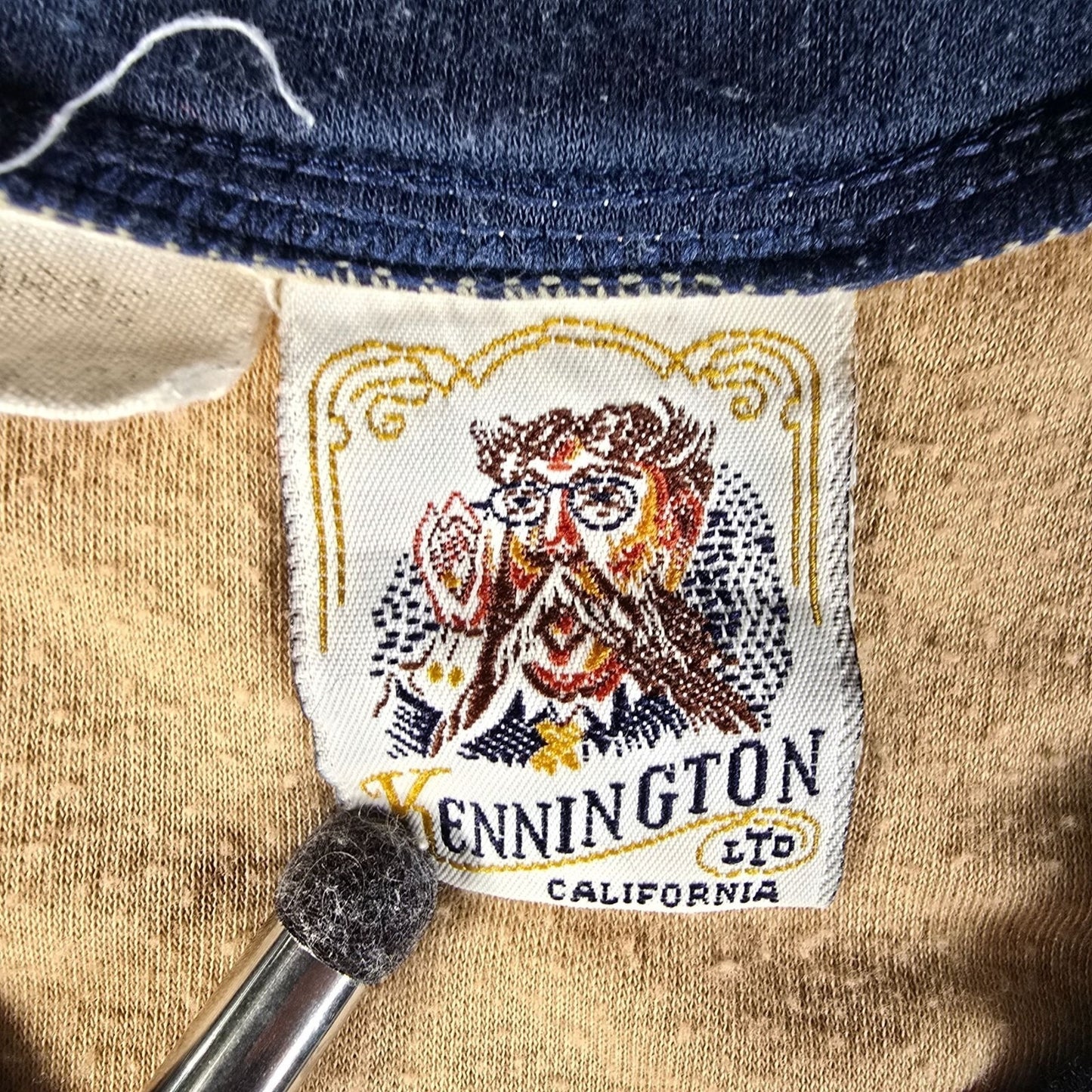 Vintage 1970s Kennington California V-Neck Retro Mod Knit Polo Shirt (M)